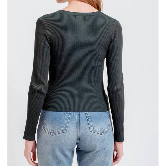 NEW THE WORKSHOP basics ribbed sweater in green - Picture 3 of 3